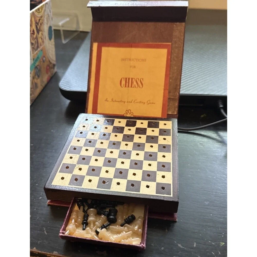 Vintage WWII Travel Chess Set METRO Volume 250 Portable Miniature Board Game